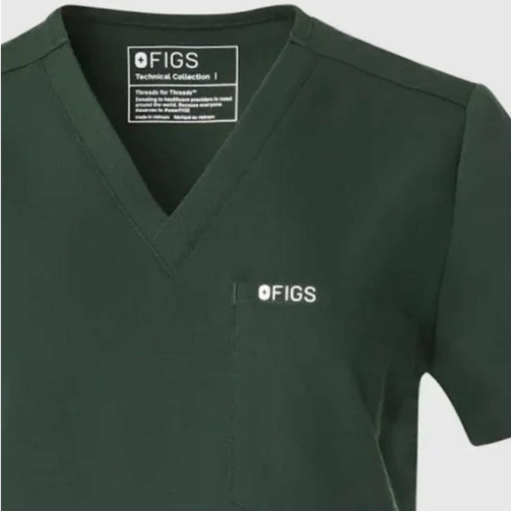 Figs British Racing Green Scrub Top - Picture 3 of 10